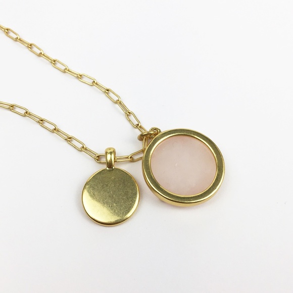 Madewell Stone Collection Rose Quartz Pendant Necklace 24" to 27" Length - Picture 6 of 11